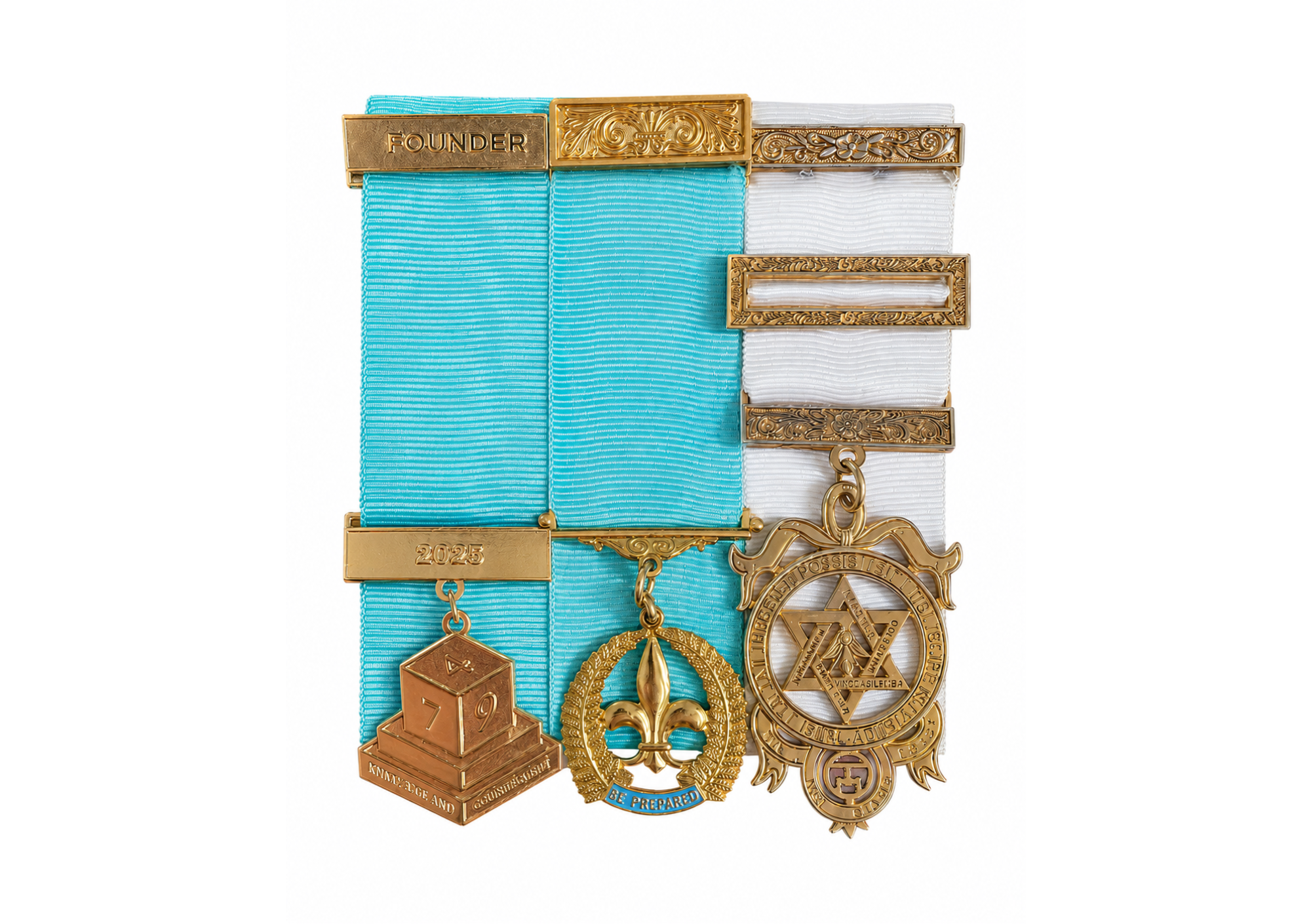 Court Mounted Founders Jewel, Lodge Jewel and the Royal Arch Companion Jewel (The New Zealand Cornerstone Lodge No 479, The Baden Powell Lodge No 381 and The Supreme Grand Royal Arch Chapter of New Zealand)